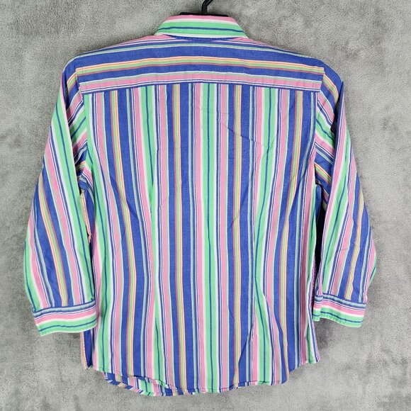 Mens Chaps Multicolor Striped Shirt Long Sleeve Button Down 100% Cotton Size M - Picture 4 of 8